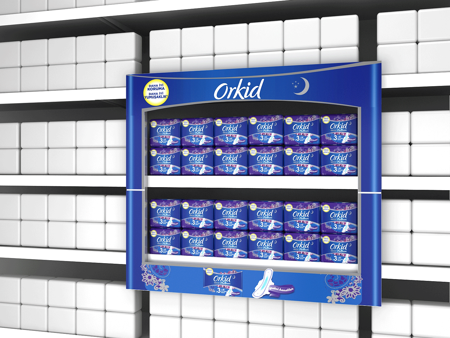 Orkid Gece Platinum Pop-Up Shelf Frame