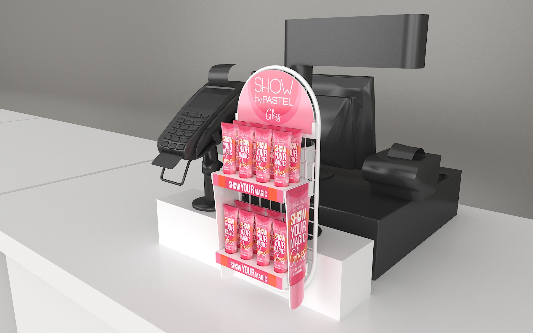 Pastel Show Your Magic Gloss Cash Register Front Hanging Stand